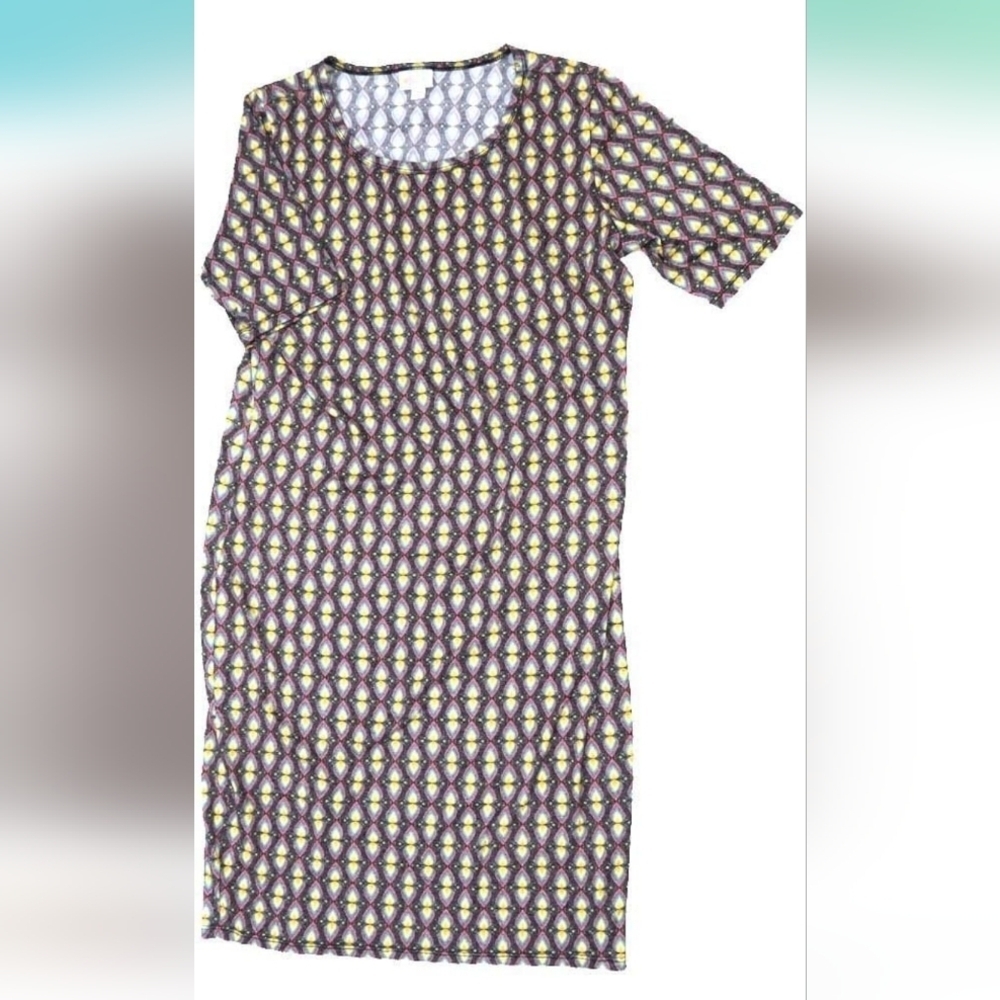 Lularoe Julia Geometric Form Fitting Knee Length Dress Size Large